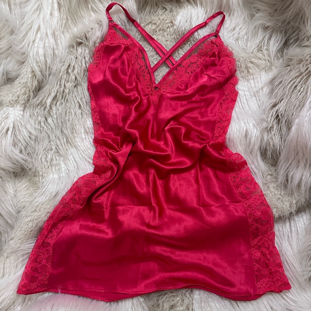 Victoria’s Secret red satin slip